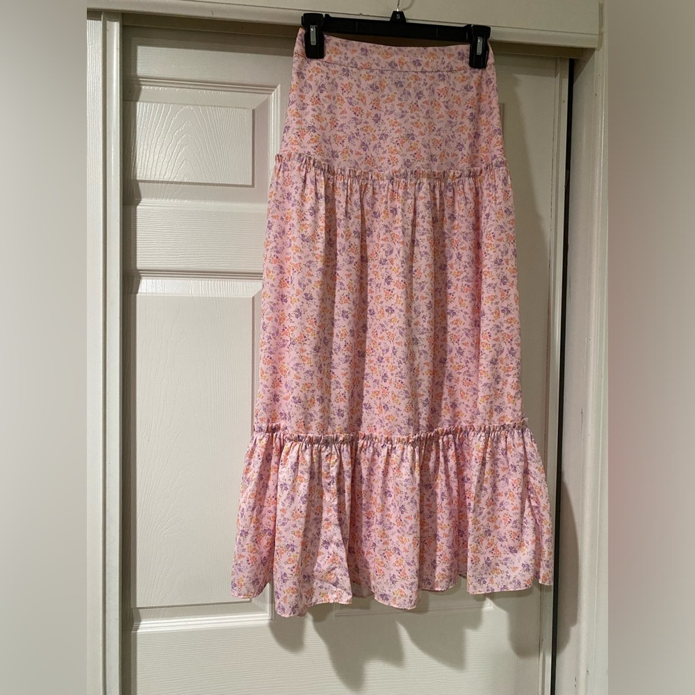JessaKae Pink‎ Floral Hillside Maxi Skirt Size XS